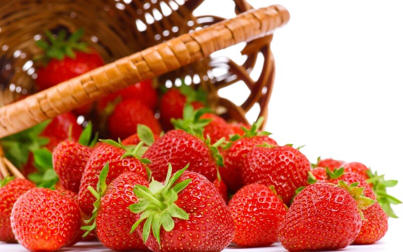 Strawberries in a Basket — Photograph