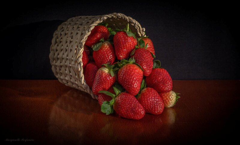 Strawberries in a Basket — Red, Dramatic