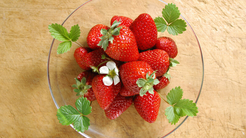 Strawberries in a Bowl — Red, Fresh, Photograph