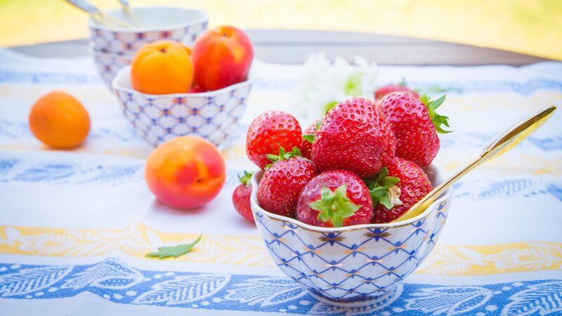 Strawberries in a Bowl — Red, Serene, Afternoon, Photograph