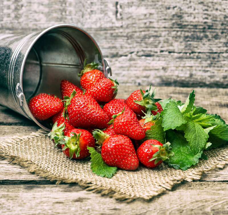 Strawberries in a Bucket — Red