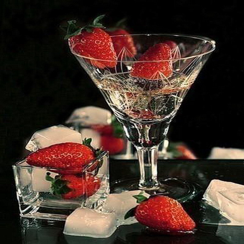 strawberries in a cocktail glass