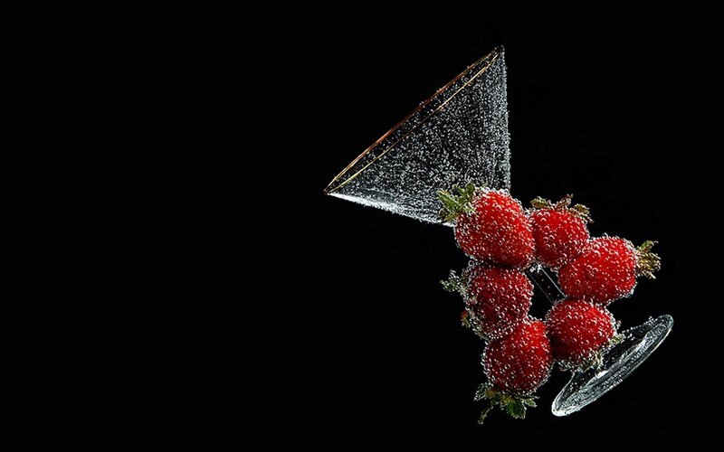 Strawberries in a cocktail glass