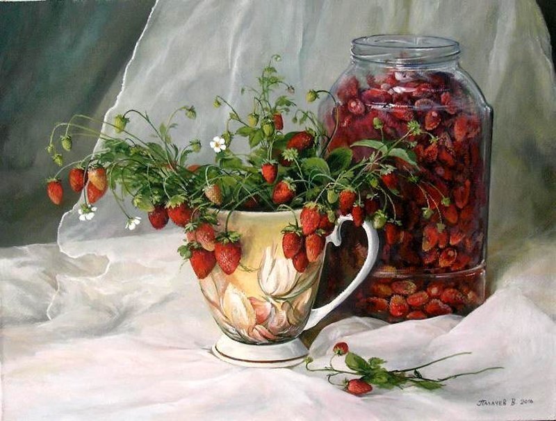 Strawberries in a Cup — White, Serene