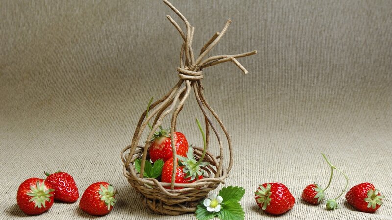 Strawberries in a wicker basket