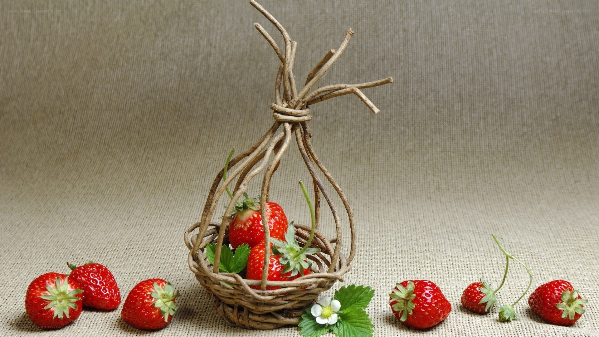 Strawberries in a wicker basket