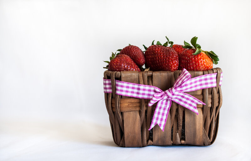 Strawberries in Basket — Brown, Calm