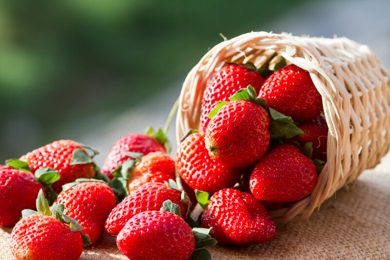Strawberries in Basket — Red, Natural, Afternoon