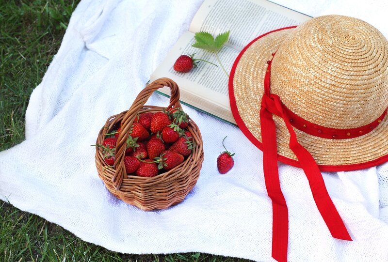 Strawberries in Basket — Red, Serene, Summer
