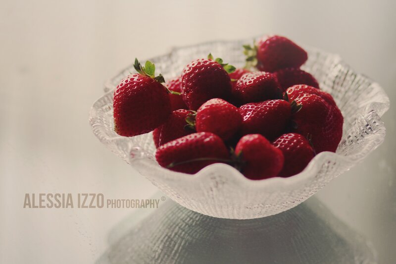Strawberries in Glass Bowl — Red, Calm, Photograph