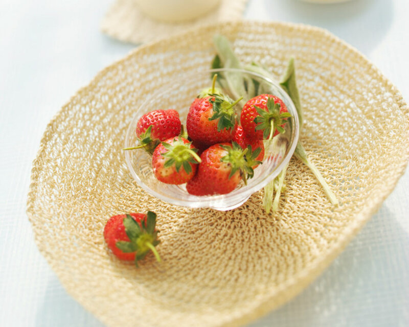 Strawberries in Glass Bowl — Red, Serene, Morning