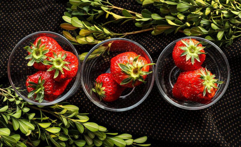 Strawberries in Glass Bowls