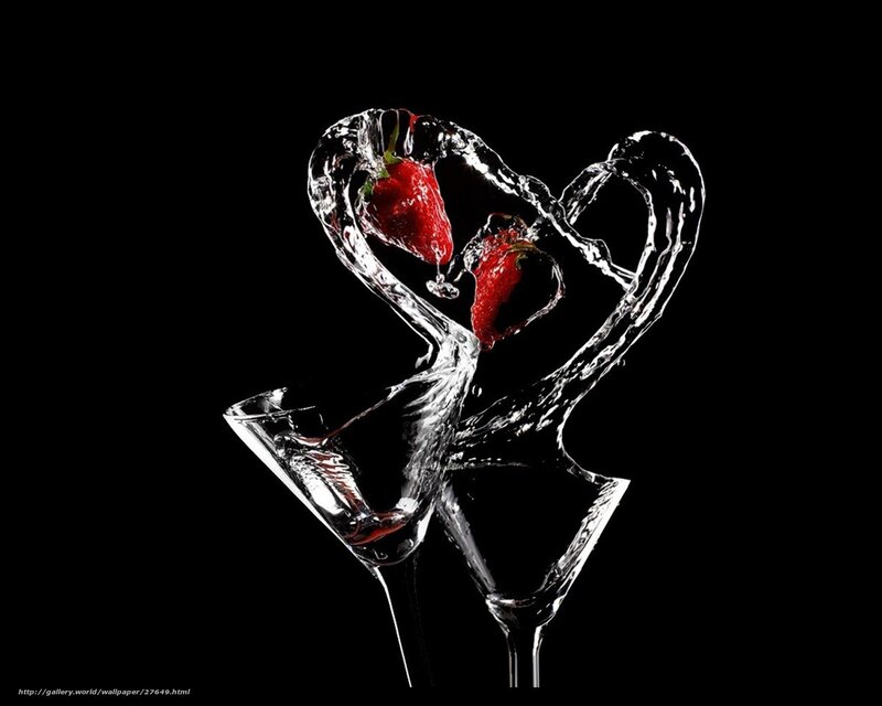 strawberries in heart-shaped water
