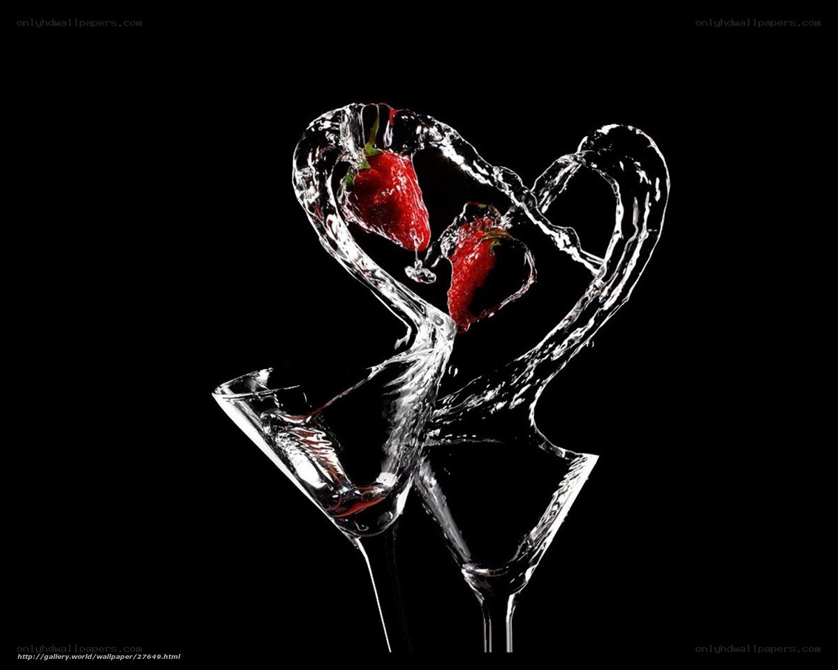 strawberries in heart-shaped water