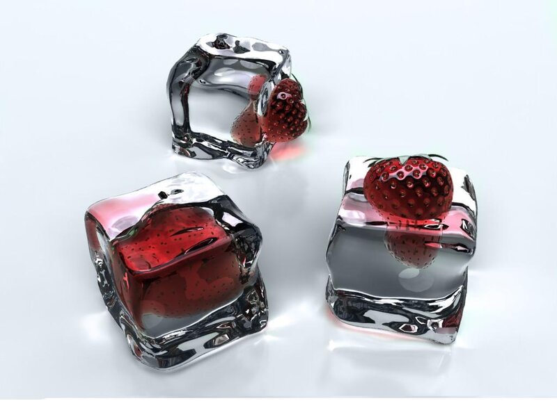 Strawberries in Ice Cubes — White