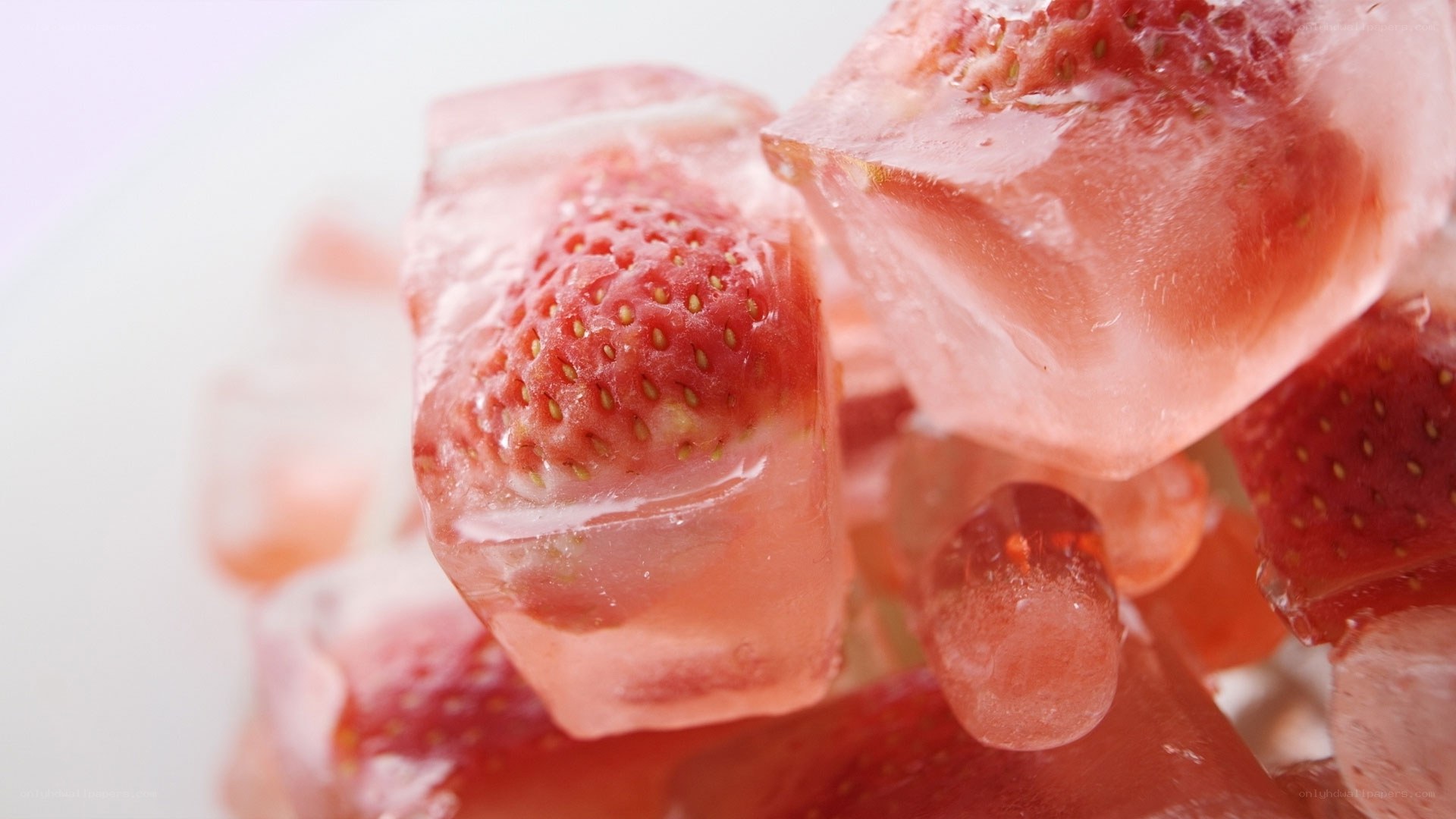 strawberries in ice cubes