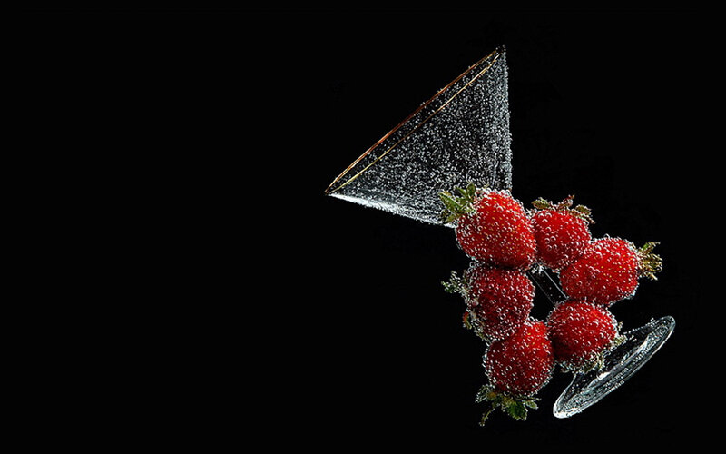Strawberries in Martini Glass — Red