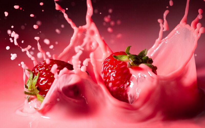 Strawberries in Pink Liquid