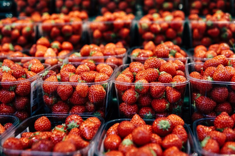 Strawberries in Plastic Containers — Red