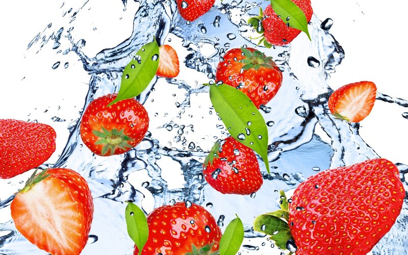 Strawberries in Water — Red, Vibrant