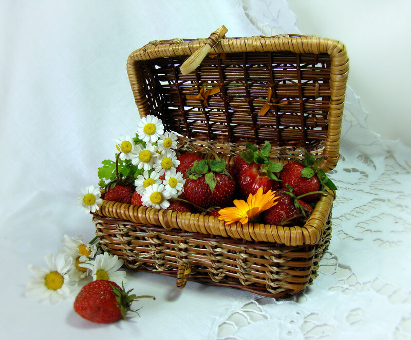 Strawberries in Wicker Basket