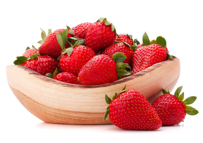 Strawberries in Wooden Bowl — Red, Fresh