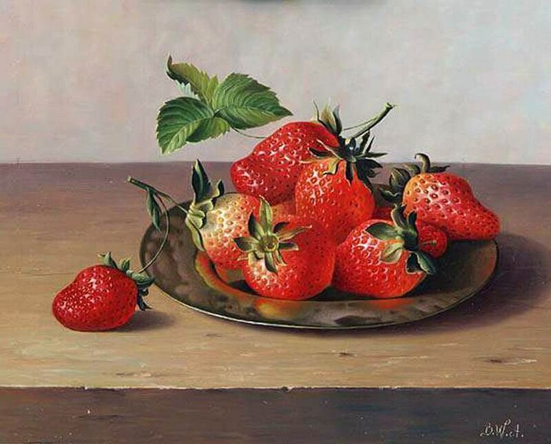 Strawberries on a Plate — Red
