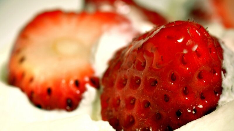strawberries on cream