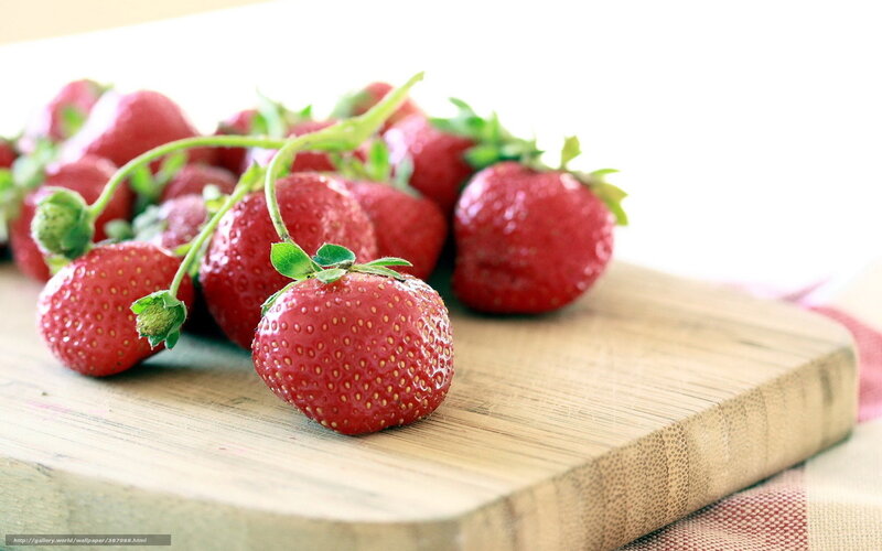 Strawberries on Cutting Board — Red
