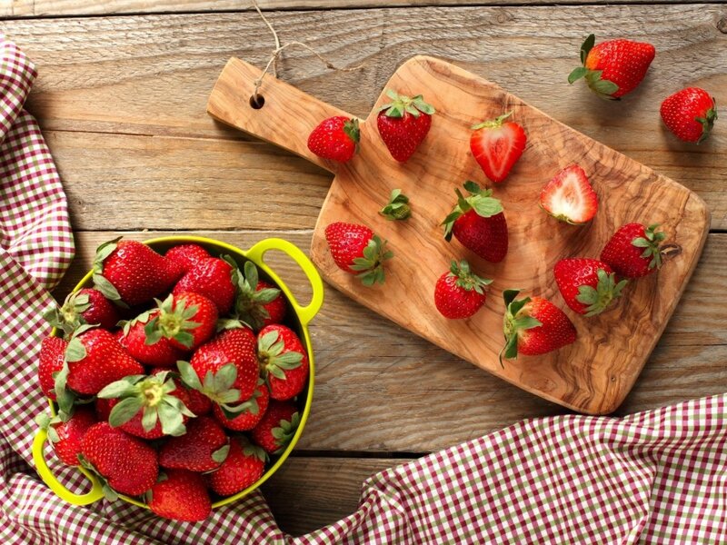 Strawberries on Cutting Board