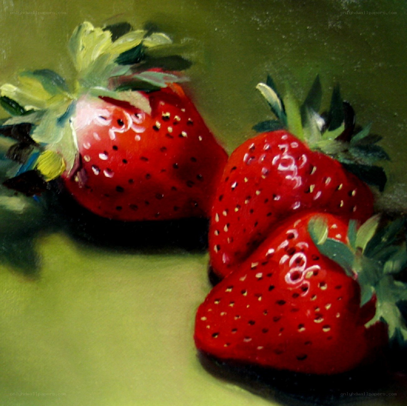 strawberries on green surface