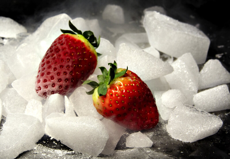 strawberries on ice