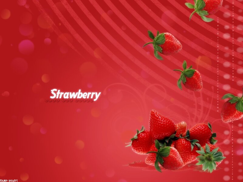 Strawberries on Red Background