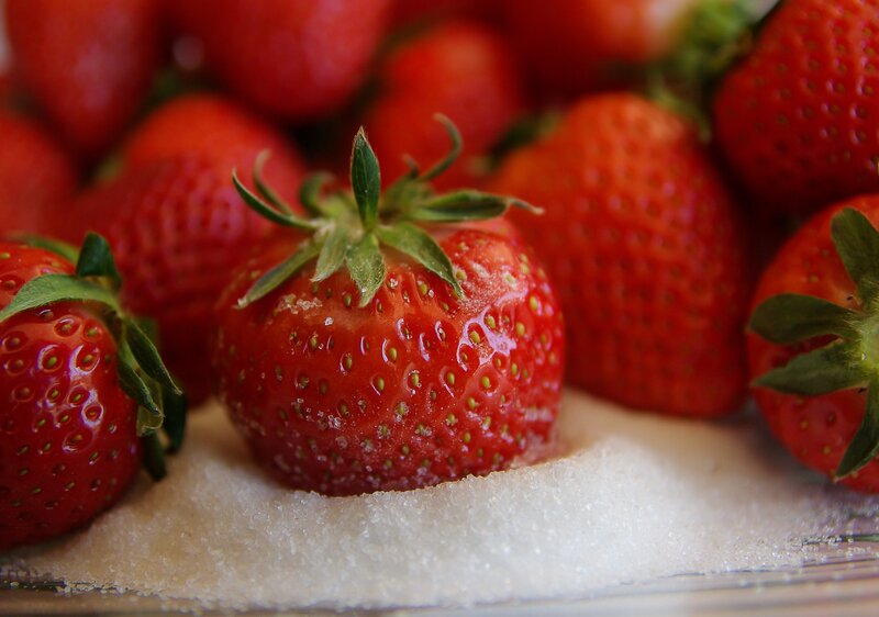 strawberries on sugar
