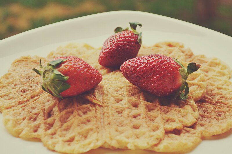 strawberries on waffles