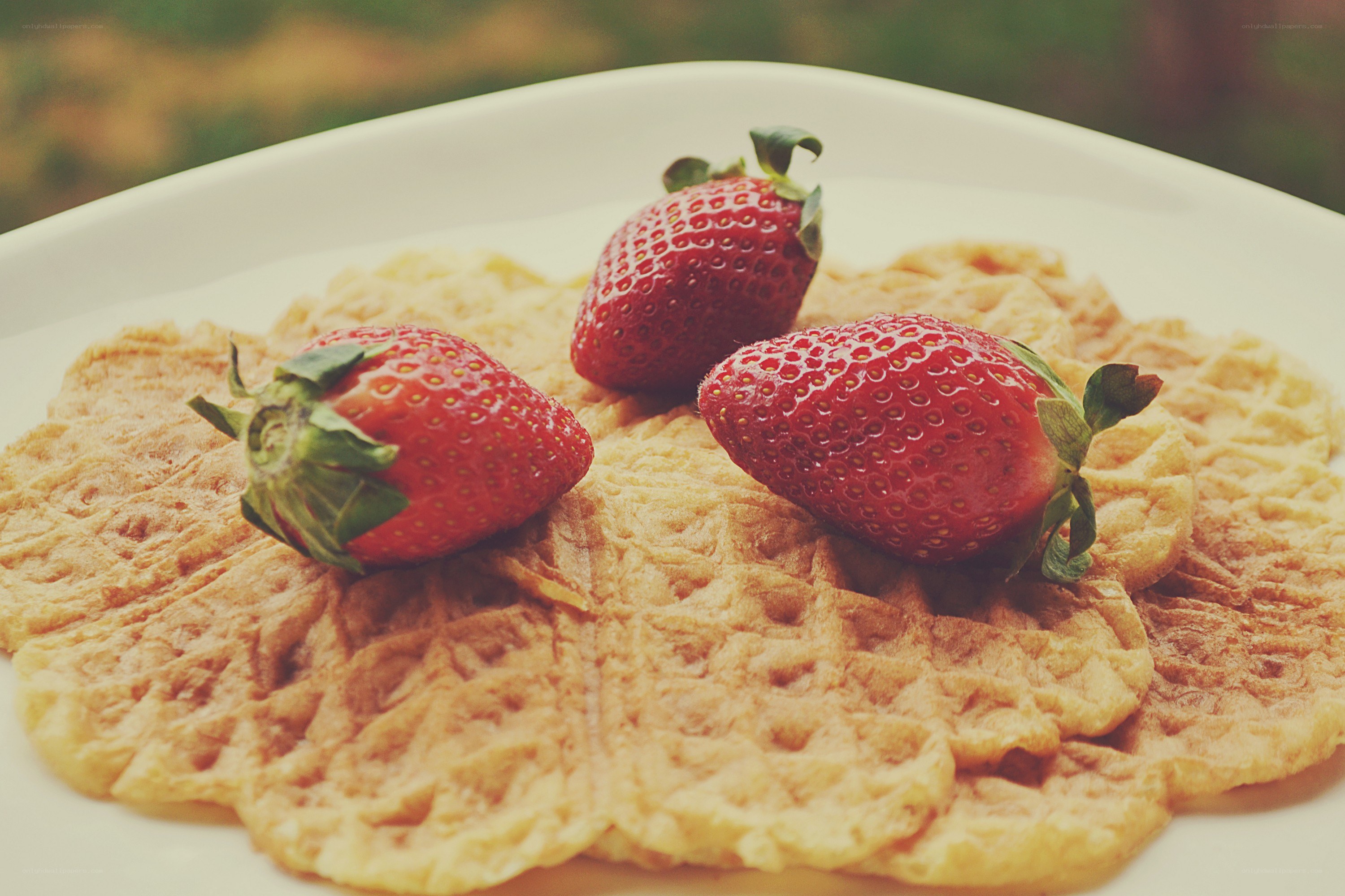 strawberries on waffles