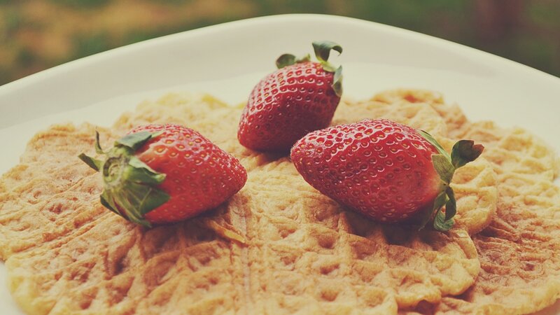 Strawberries on Waffles — Red, Calm