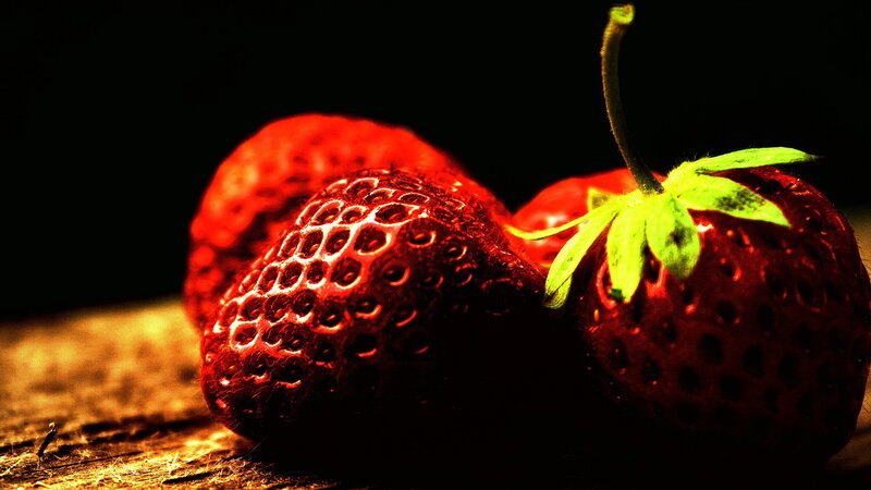 Strawberries on Wood — Red, Dramatic