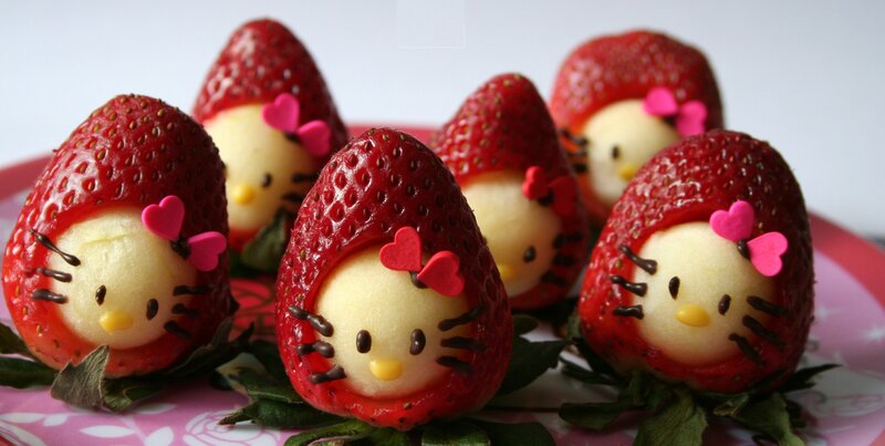 Strawberries Shaped Like Hello Kitty