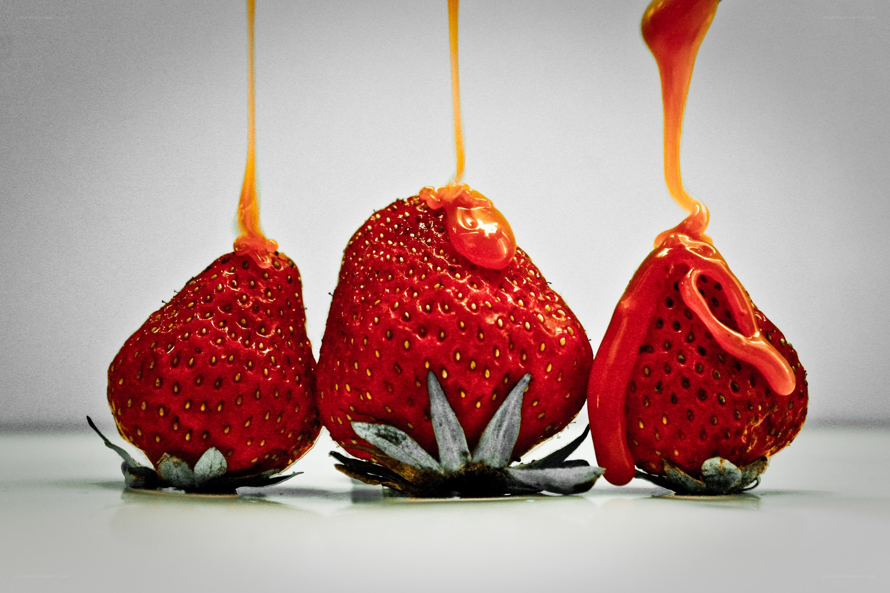 strawberries with caramel drizzle