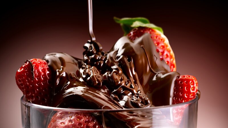 Strawberries with Chocolate — Brown, Rich