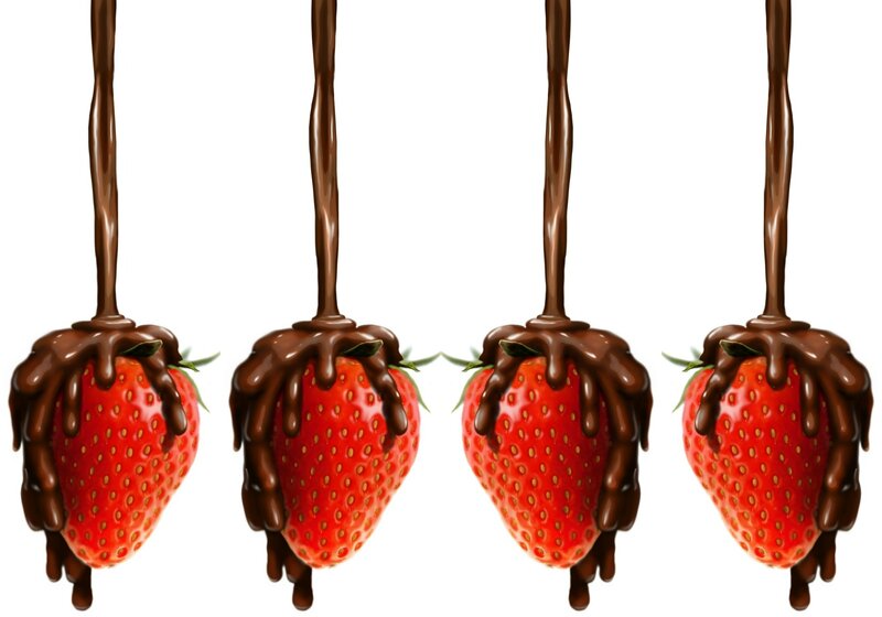 Strawberries with Chocolate — Red, Appetizing