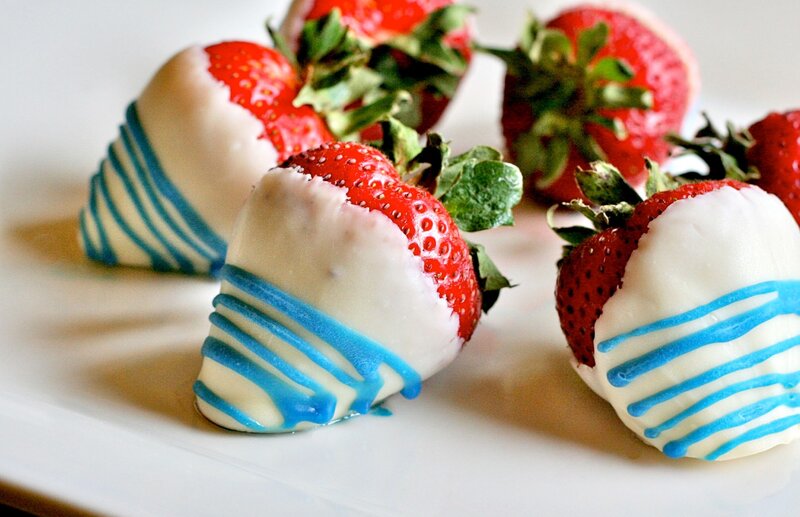 Strawberries with Chocolate — Red, Festive