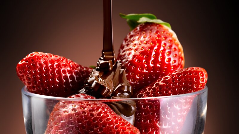 Strawberries with Chocolate — Red, Indulgent, Photograph