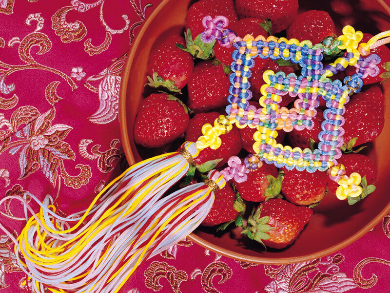 Strawberries with decorative knot