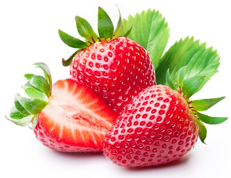 Strawberries with Leaves — Red