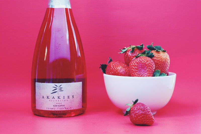 Strawberries with sparkling wine