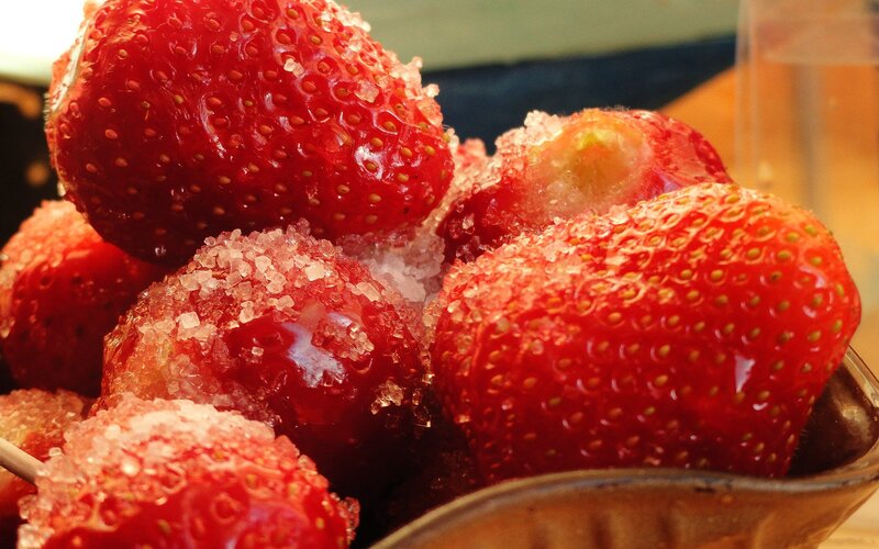 Strawberries with Sugar — Red, Appetizing