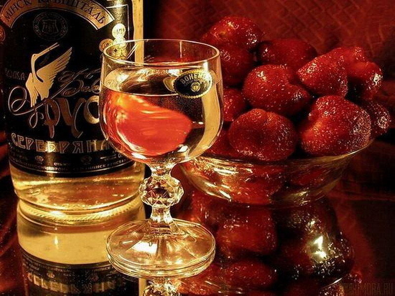 Strawberries with vodka