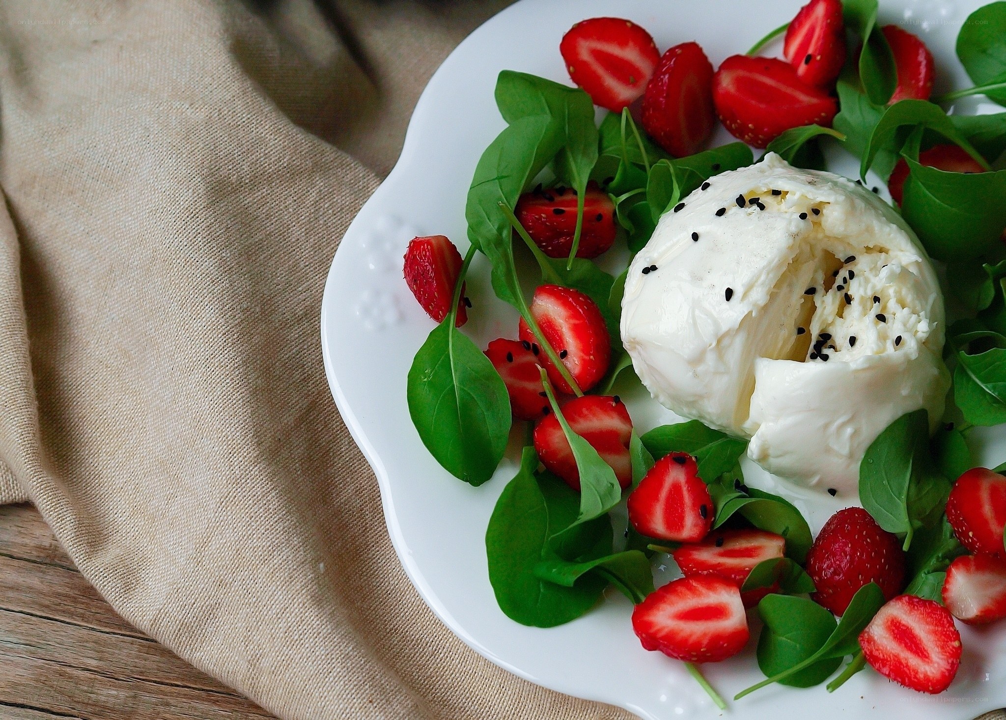 strawberry and burrata salad